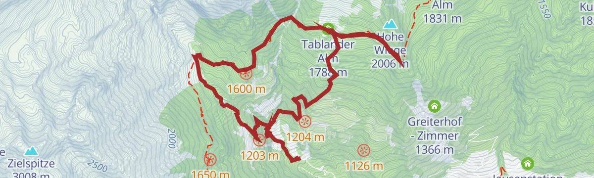 Route map: Escursione all’alba sull’Alta Via di Merano fino al punto panoramico “Hohe Wiege”